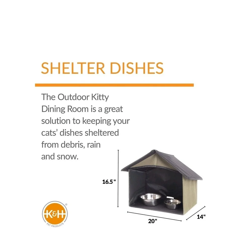 K&h Pet Products Outdoor Kitty Dining Room Outdoor Cat Shelter for Food & Water,